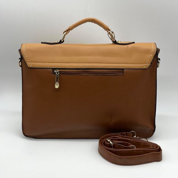 Move & Moda Brown Faux Leather Work Convertible Crossbody Briefcase - Picture 2 of 12